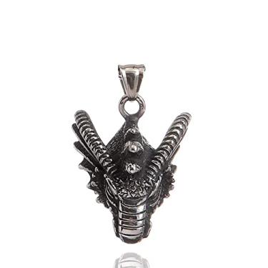 Imagem de Joia de colar de cabeça de dragão de aço inoxidável, pingente de chaveiro de personalidade gótica, acessórios de extrator de zíper de roupas, Aço inoxidável, aço inoxidável