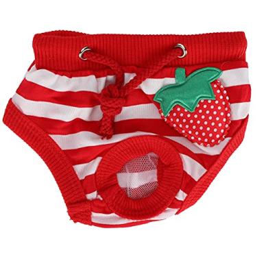 Imagem de Cão Underwear Soft and Comfortable Algodão Fêmea Pet Calças Sanitárias Filhote de cachorro Calças fisiológicas Fraldas de cachorro para cães e mini porcos [Red S] Fraldas