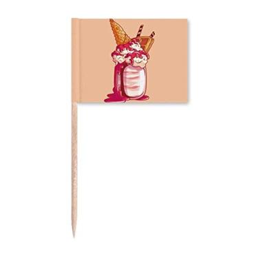 Imagem de Biscoitos de chocolate com sorvete, bandeiras de palito, marcador, enfeite de festa