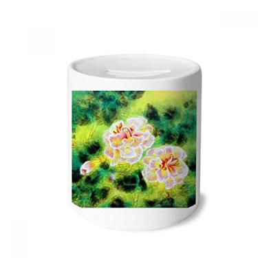 Imagem de DIYthinker Caixa para dinheiro com pintura de flores Fascination Porta-moedas de cerâmica para presente de cofrinho
