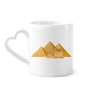Imagem de Caneca com estampa de arte da pirâmide do Egito, caneca de cerâmica para café copo de coração de vidro