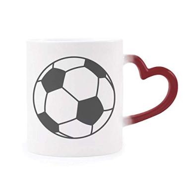 Imagem de Caneca de grés com estampa de desenho de linha esportiva de futebol sensível ao calor que muda de cor vermelha