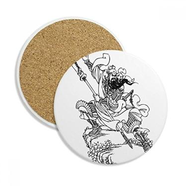 Imagem de Masterpiece Romance Caneca porta-copos chinesa de três reinos com proteção de mesa, pedra absorvente