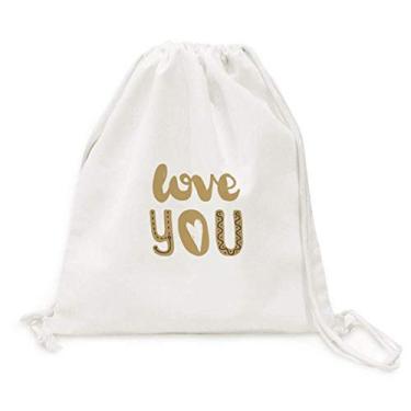 Imagem de Mochila Love You com citação dourada feita à mão e cordão, bolsa de compras, viagem