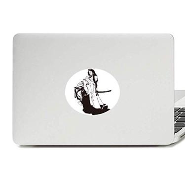 Imagem de Adesivo de notebook com emblema de vinil e ilustração de quimono preto japonês