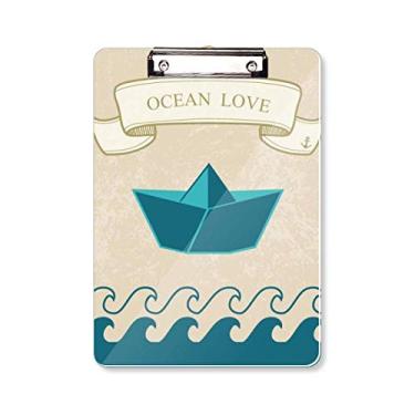 Imagem de Prancheta de papel dobrável Ocean Love Sea Sailing Boat Pasta, bloco de notas A4