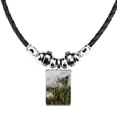 Imagem de DIYthinker Colar Forest Mountain Fog Mist Cloud Autumn Necklace Jewelry Torque Leather Rope Pendant