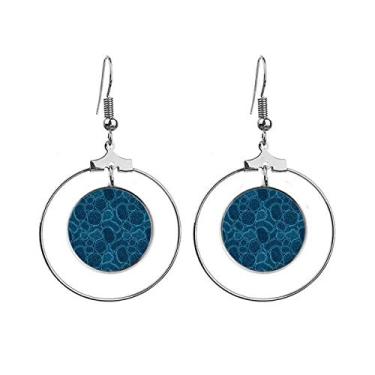 Imagem de Brincos de ilustração de células de microscópio azul com argola pendurada, joia circular