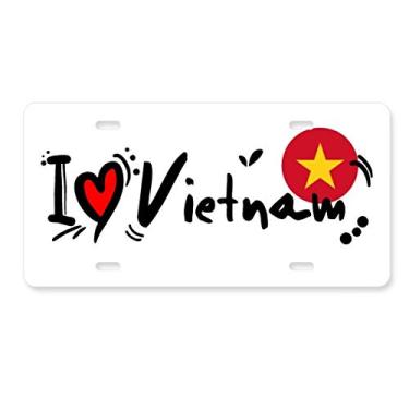 Imagem de DIYthinker I Love Vietnam Palavra Bandeira Love Heart Ilustration Placa de licença Decoração de carro Acessório de aço inoxidável