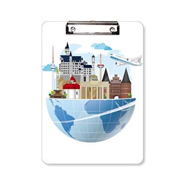Imagem de Landmark Journey Germany Plane Prancheta pasta para escrever placa de apoio A4