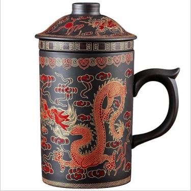 Imagem de Xícara de chá de argila roxa feita à mão com filtro de puer xícara de chá de escritório Caneca de água para viagem Kung Fu Beber