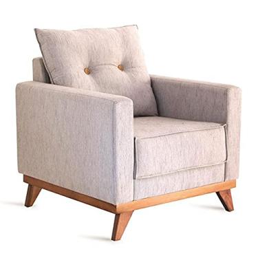 Imagem de Poltrona Decorativa Isa tecido linho com almofada - Poltronas do Sul