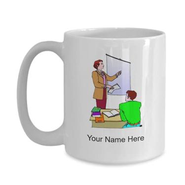 Imagem de Caneca de professor personalizada xícara de café para ideia de professor crianças meninos meninas Amor - Caneca de café de 425 g