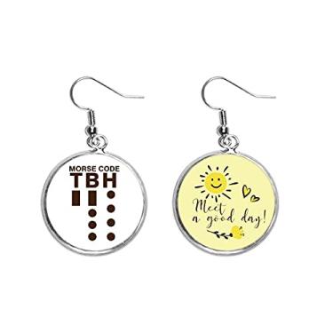 Imagem de Brinco Morse Code Honestly Expressed Point Line Ear Drop Sun Flower Jewelry Fashion