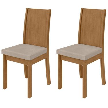Imagem de Cadeiras Kit 2 Cadeiras Athenas Amêndoa Clean/veludo - Móveis Lopas
