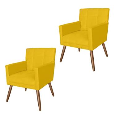 Imagem de Kit 2 Poltronas Estofadas Para Salão de Beleza Onix Suede Amarelo - LM DECOR