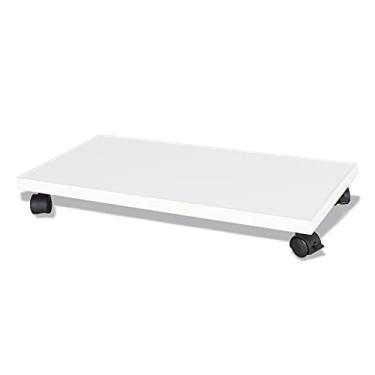 Imagem de GRFIT Suporte de CPU Suporte de torre para PC Carrinho de CPU, suporte de CPU de madeira para mesa de mesa com rodas de rodízio de bloqueio, suporte de torre de PC para mesa de escritório em casa