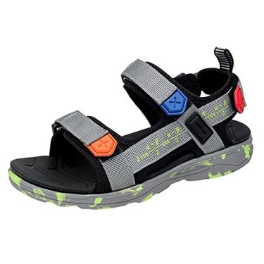 Imagem de Sandálias deslizantes para crianças sapatos de moda sandálias de praia leves macias doces sandálias de menina médio e pequeno menino, Cinza, 7.5 Big Kid