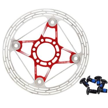 Imagem de SHOUCAN Rotor de freio a disco de bicicleta 160 rotores de bicicleta de aço inoxidável com 6 parafusos para a maioria das bicicletas de estrada, mountain bike BMX MTB, vermelho
