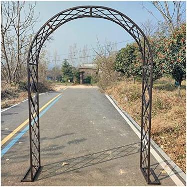 Imagem de Grande arco de jardim de metal para casamento, mandril tubular forte e resistente, treliça de mandril de rosas, para rosas, plantas trepadeiras, suporte para decoração de jardim em arco, bro