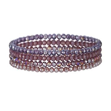 Imagem de Noessla Pulseira elástica boho com contas coloridas de contas de cristal empilháveis pulseiras moda bijuteria presentes do dia das mães para mulheres, 7 inches, Vidro, Sem pedras preciosas
