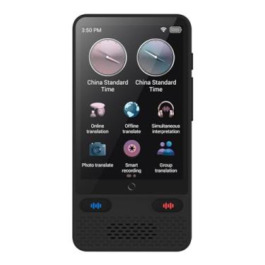 Imagem de CIADAZ Dispositivo tradutor de idiomas portátil com 138 idiomas Tradução de voz Tradução off-line Suporte para interpretação simultânea Gravação de voz e vídeo Tradução de texto/foto com conversão d