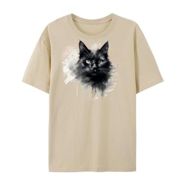 Imagem de Qingyee Camisetas Gothic Black Crow, Black Raven Camiseta com estampa Blackbird para homens e mulheres., Areia de gato, P