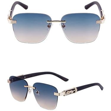 Imagem de Óculos de sol quadrados masculinos, sem aro, estilo europeu, sem moldura, retrô, óculos de sol para mulheres, tendência de verão, cinza, marrom, 7, tamanho único