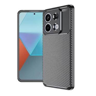 Imagem de CruzerLite Capa para Xiaomi POCO X6 Pro 5G, capa para Xiaomi Redmi Note 13 Pro 5G, design de textura de fibra de carbono, absorção de choque antiarranhões (preto carbono)