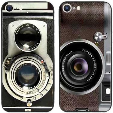 Imagem de 2 peças de capa traseira traseira de silicone em gel TPU com impressão de câmera retrô para Apple iPhone todas as séries (iPhone 7 / iPhone 8)