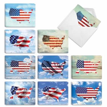 Imagem de The Best Card Company, Mapas de bandeira - 20 cartões do dia da independência em caixa - conjunto a granel, AM9523IDG-B2x10