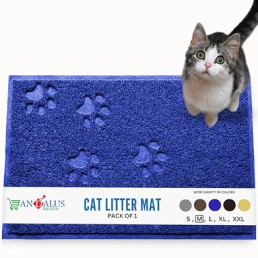 Imagem de Tapete de areia para gatos ANDALUS | Pequeno/Grande/Tamanho GG | Livre de ftalatos e BPA | Armadilha bagunça | Controle de dispersão | Fácil de limparAndalus Brands Large (23.5" x 15.75") azul