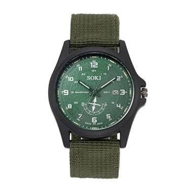 Imagem de Avaner Relógio de pulso masculino com pulseira de nylon, relógio esportivo militar, analógico, quartzo, à prova d'água, B - verde, Japonês