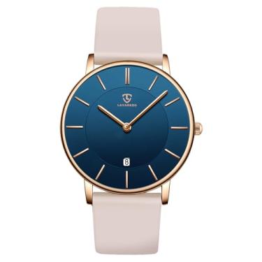 Imagem de BEN NEVIS Relógio masculino, relógio de pulso minimalista, moderno, simples, analógico, data, com pulseira de couro, 41-GJ-NudeBlue, relógio feminino