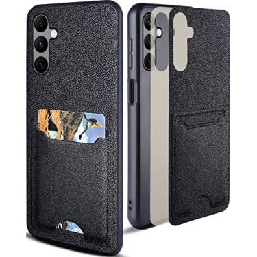 Imagem de AIORIA Capa protetora completa para Samsung Galaxy A14 com porta-cartões de couro premium com compartimento para cartão retrô para Samsung Galaxy A14 5G (preto)