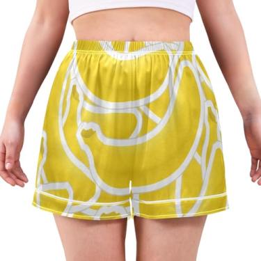 Imagem de Short boxer feminino pijama pijama boxers amarelo bananas shorts boxers para mulheres, Bananas amarelas, P