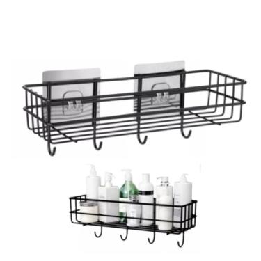 Imagem de Clink - Prateleira Adesiva Gancho Suporte Organizador Box Banheiro - 1 Prateleira - Preto - Minimalista, Contemporâneo - 31 cm x 12 cm x 8 cm