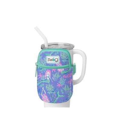 Imagem de Swig Life Bolsa Mega Caneca, Bolsa para Garrafa de Água com Alça Ajustável, Pochete de Garrafa de Água com Bolso para Telefone com Zíper, Acessórios para Copo (Submar)