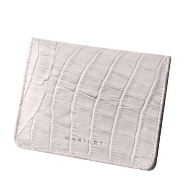 Imagem de Carteira Feminina de Couro Bovino Legítimo p/Cartões, RG, CNH e Cédulas Dobradas Mariart 649 (Croco Off White)