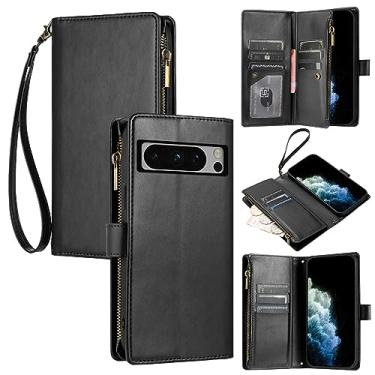 Imagem de Capa carteira 2 em 1 compatível com Google Pixel 8 Pro, compatível com Google Pixel 8 Pro com capa flip magnética [compartimentos para cartões] [alça de pulso] [alça transversal removível] capa ( Co
