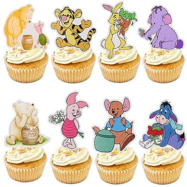Imagem de MEMOVAN Winnie Cupcake Toppers 48pcs Classic the Pooh Cupcake Picks Winnie Cake Topper Cupcake Decorations for Classic the Pooh Birthday Winnie Baby Shower Party