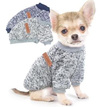 Imagem de 2 peças de suéteres para cães pequenos, roupas de outono para cães masculinos, suéteres de lã de inverno para cães, quente, grosso, casaco para cães pequenos, para meninos e meninas, Yorkie, Chihuahua