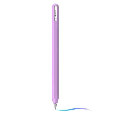 Imagem de Capa protetora de silicone para Apple Pencil (USB-C) com design ergonômico (lavanda roxa)