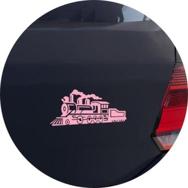 Imagem de Adesivo de Carro Trenzinho Locomotiva a Vapor - Cor Rosa Claro - Melho