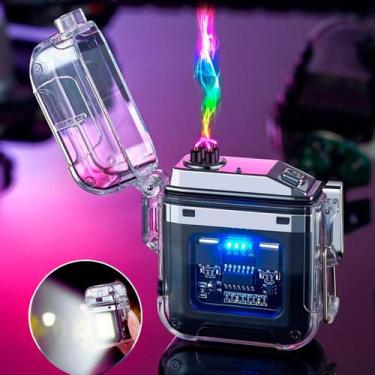 Imagem de Isqueiro Plasma Elétrico Transparente Potente LED Recarregável Bivolt 