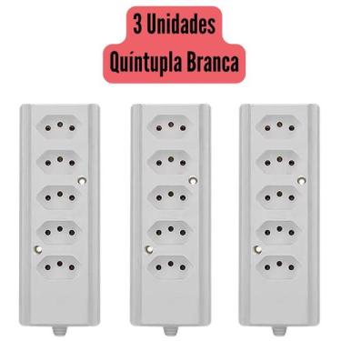 Imagem de Kit C/3 Und Tomada Tripla 10a/20a Régua P/ Extensão 2P+T - Eletro Salv