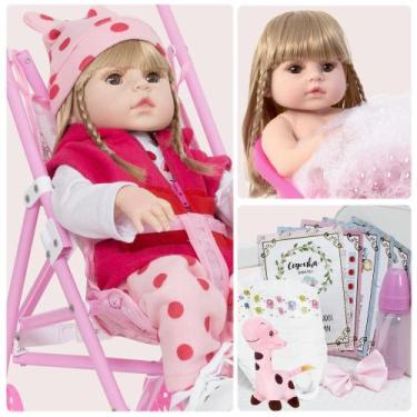 Imagem de Bebe Reborn 100% Silicone Menina Girafinha Com Carrinho - Cegonha Rebo