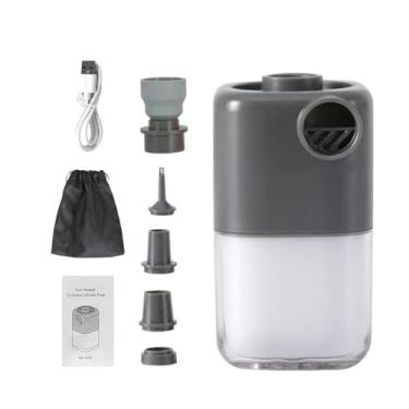 Imagem de Amagogo Bomba de ar elétrica para infláveis, acampamento, leve, prática, mini bomba de colchão de ar para cama, colchão, barco, brinquedos, Cinzento/Branco