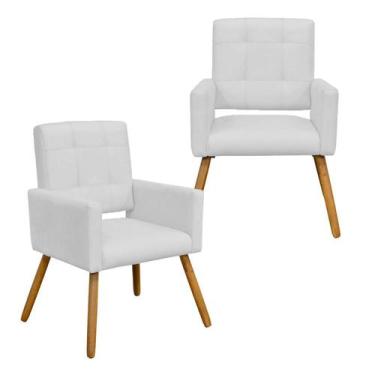 Imagem de Kit Com 2 Poltronas Para Quarto Closet Pés Palito Camila Corano Branco