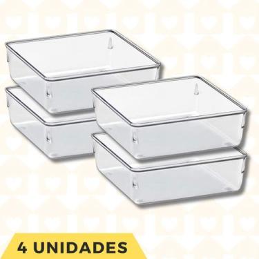 Imagem de 4 Un Organizador Acrilico Multiuso Gavetas Talheres Alimentos - PLASTU
